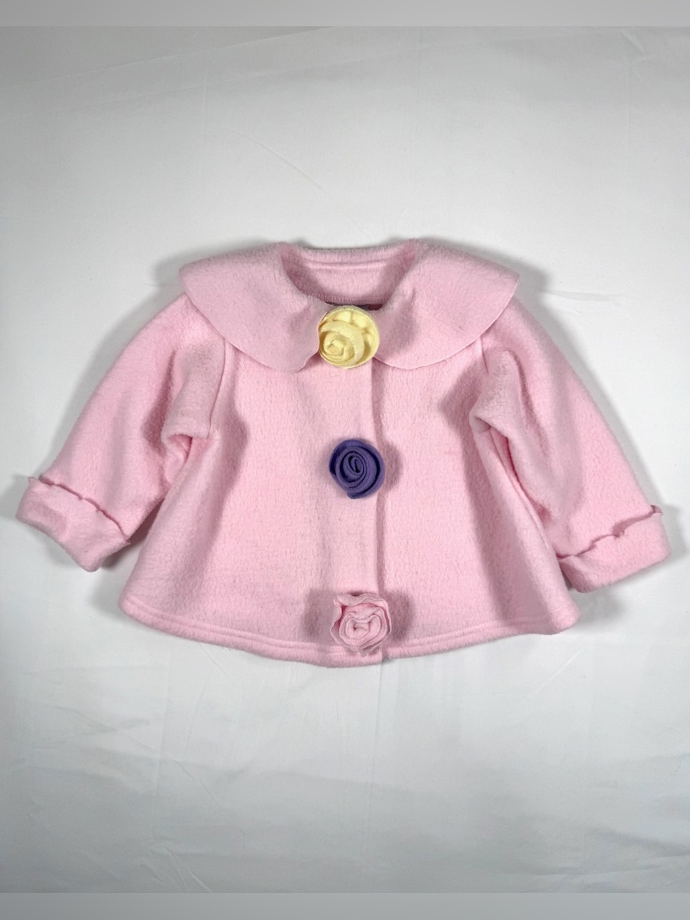MACK‎ & CO Garden Jacket Baby Girl 18M Fleece Coat Cottagecore Rosette Collar